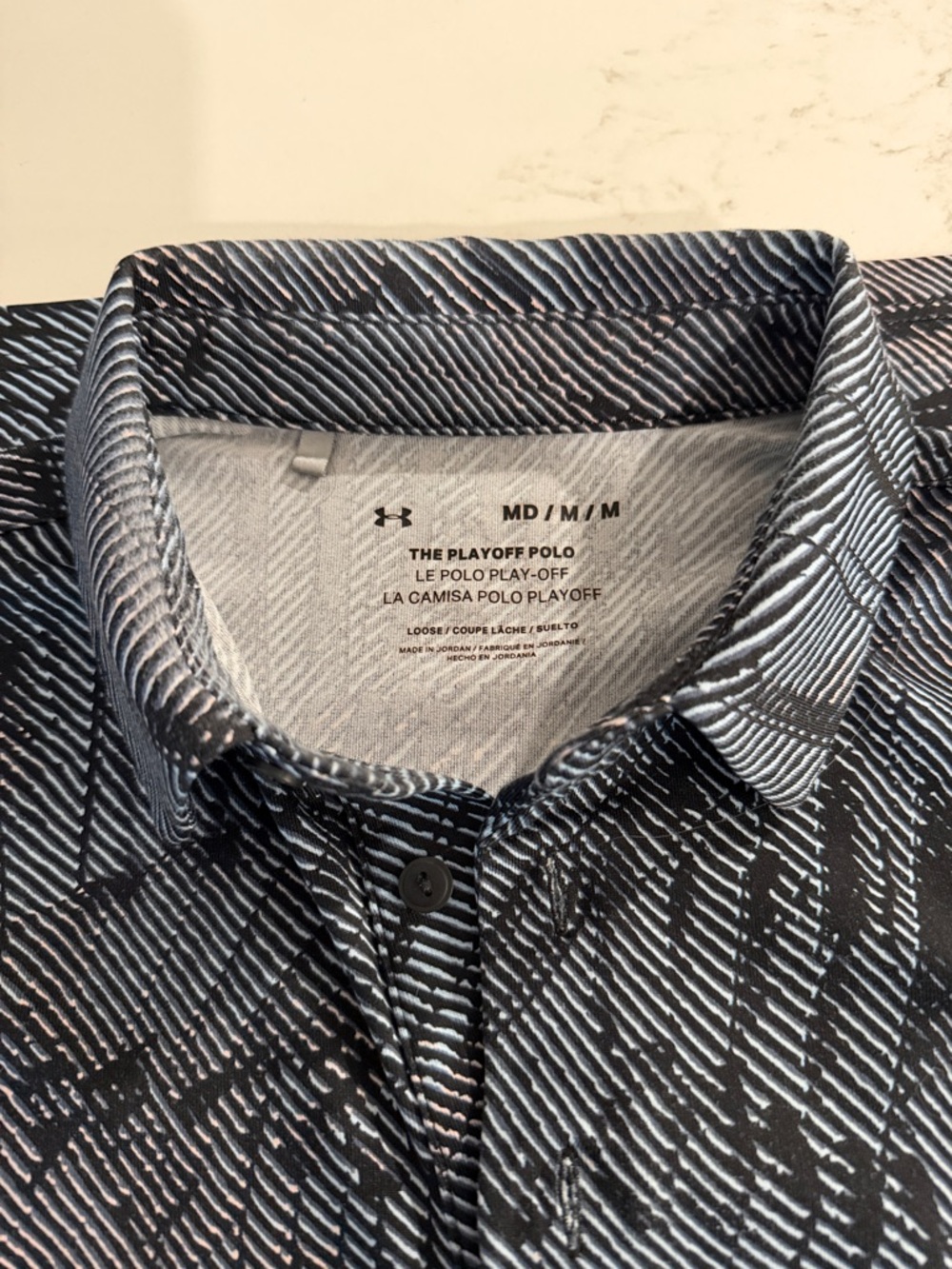 Under Armour Men’s Black & Light Gray Diagonal Pattern Polo